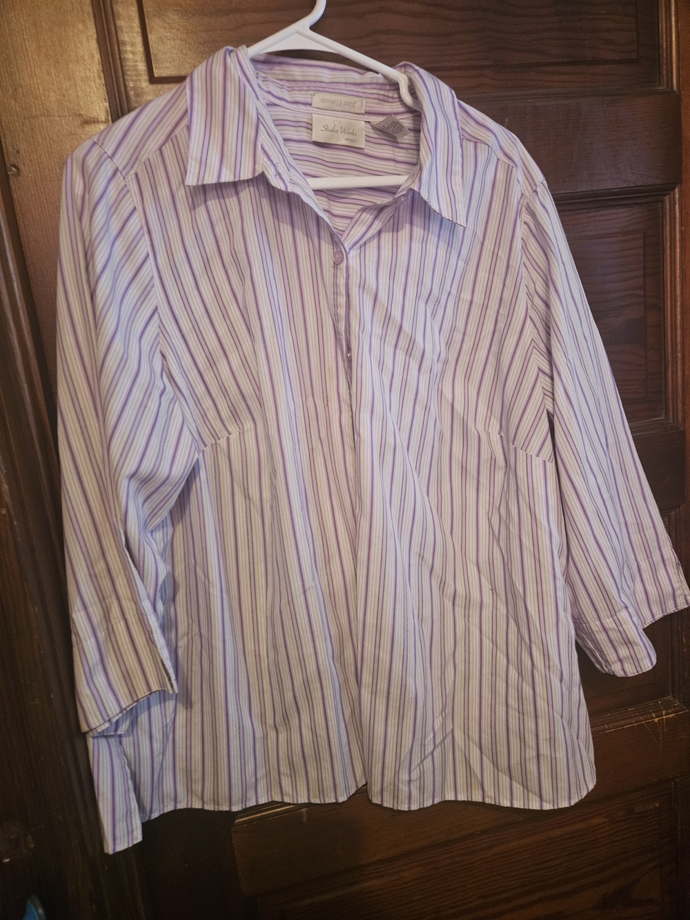 Studio Works Lavender & White Striped Button-Up Shirt
